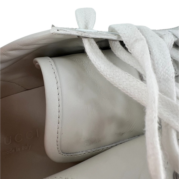 Gucci Ace Web Platform Crystal Embellished Leather Sneakers - Picture 13 of 16